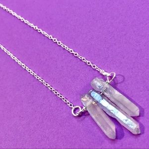 Purple Aura Quartz Crystal Necklace